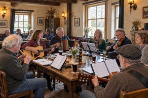 Illustratief sfeerbeeld van een Ierse muzieksessie